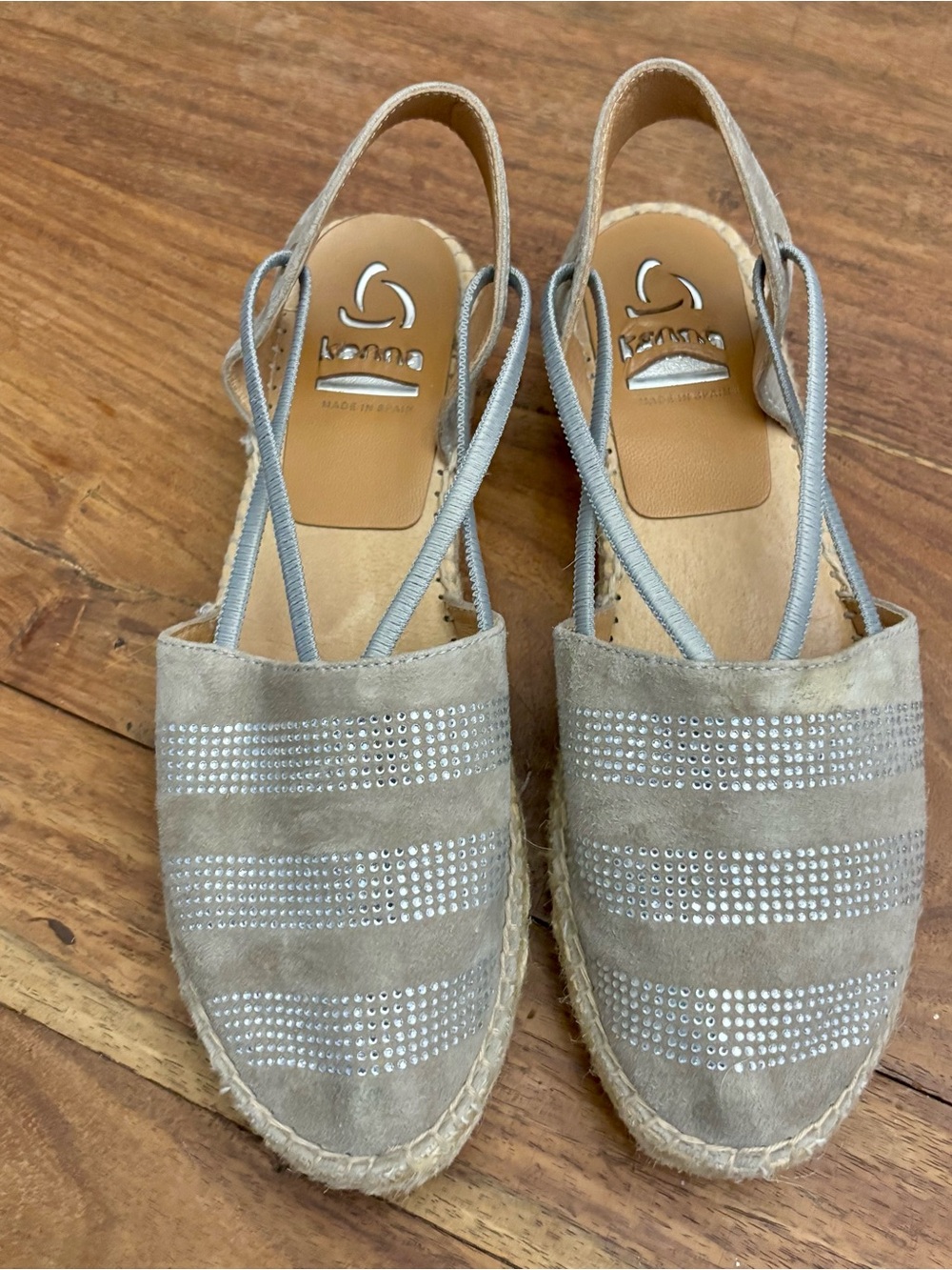 kanna Taupe Suede Espadrille Slingback Flats